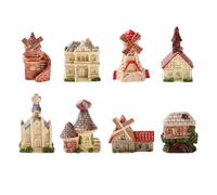 INOOMP Lot de 8 Mini-châteaux pour Jardin féerique, Chalet de Noël à | Mini château, moulin à vent ou maison champignon : un décor féerique pour bonsaï, maison de poupée, micro-paysage et