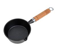 INOOMP Mini Poêle en Fonte Manche en Bois, Antiadhésive pour Randonnée | Transfert Thermique Uniforme, Prise Ergonomique, Format Compact Facile à Transporter, pour Backpacker