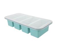 INOOMP Moule à Pudding avec Couvercle Bleu en Silicone à Quatre Cavités | Cadre Métallique Intégré, Démoulage Facile et Usage Congélateur, pour Pâtisserie, Gelée et Desserts