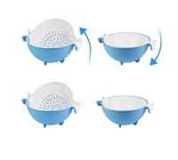 INOOMP Passoire Cuisine en Plastique Bleu Base Stable et Panier Détachable pour Pâtes et Légumes Frais, Cuisine Réutilisable