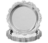 INOOMP Petites Assiettes pour Noël Lot de 6 en Métal Argenté Vintage pour Servir Snacks et Bonbons, Plateau Décoratif et Pendaison de Crémaillère