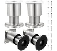INOOMP Pieds de Meubles Faciles à Utiliser Argenté en Acier Inoxydable 4pcs Réglables de 8 à 9,5cm pour Canapé, Table et Armoire