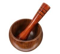 INOOMP Pilon en Bois Marron Cuisine, Ustensile Simple et Léger, Design Rond Finition Soignée, pour Écraser Ail et Épices, 1 Set Confortable à Tenir