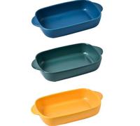 INOOMP Plaque de Cuisson en Céramique Verte Poignées, Résistante à Haute Température, Pratique pour Pâtisserie et Cuisson Four à Domicile