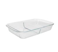 INOOMP Plat à four en verre à 2 compartiments, compatible four et | Plat à four compartimenté de 1,5 L, idéal pour la préparation des repas, le contrôle des portions, facile à nettoyer et