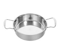 INOOMP Poêle à paella en acier inoxydable, 19 cm de diamètre, avec double poignée, antiadhésive, idéale pour le camping et les repas en groupe, compatible four et lave-vaisselle.