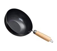 INOOMP Poêle Wok en Fer Noir sans Revêtement Antiadhésif Poignée Ergonomique, Compatible Grille pour Usage Quotidien Cuisine Maison