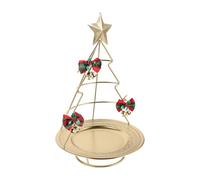 INOOMP Présentoir de Table de Noël : Support en Fer pour Sapin de Noël avec Plateau - Plateau de Service pour Bonbons et Fruits - Centre de Table Festif doré