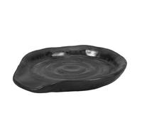 INOOMP Repose-cuillère en Céramique Noire Variegation Unique, Support Fonctionnel et Élégant pour Plan de Travail Cuisine, Facile à Nettoyer