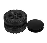 INOOMP Roue de jauge du plateau de coupe 2 pièces 15 cm avec capuchon noir, roue de chariot barbecue en HDPE, pour tondeuses à gazon et chariot utilitaire