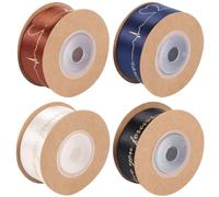 INOOMP Ruban de Satin Imprimé Doré Love You Forever, 4 Rouleaux de 5 Yards en Polyester, pour Scrapbooking et Emballage Présent de Fête