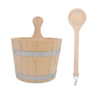 INOOMP Seau Sauna Bois 5l Louche à Eau Manche Ergonomique pour Spa Maison | Style Tonneau Traditionnel Décoratif, Compatible Pierres Sauna et Plantes, Usage et Arrosage Extérieur