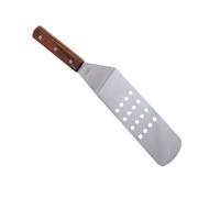 INOOMP Spatule à Crêpes Facile à Nettoyer Ranger Manche Long en Bois en Acier Inoxydable pour Restaurant et Cuisson Professionnelle et Restaurant et Cuisson Professionnelle