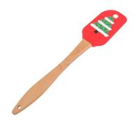INOOMP Spatule à Pâtisserie en Silicone Résistante la Chaleur Manche en Bois, Design Classique et Thème Noël pour Gâteau et Crème Maison