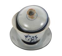 INOOMP Tasse à Thé Design Unique en Céramique avec Couvercle et Soucoupe, Bol à Thé Traditionnel Chinois Facile à Transporter, pour Bureau et Maison