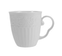 INOOMP Tasses en céramique gaufrée, tasses à café blanches Royal | Mug à chocolat chaud à motif de feuilles vintage, tasse à thé à grande anse, vaisselle en porcelaine mate