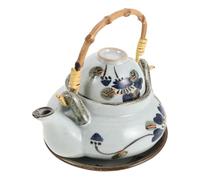 INOOMP Théière Japonaise en Céramique 300ml avec Anse en Bois, Pot à Riz Donabe Vintage, pour Soupe de Fruits de Mer la Maison Restaurant