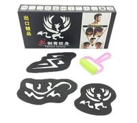 INOOMP Trousse de Tatouages Capillaires Semi-permanents Étanches en Plastique Noir 25 Pochoirs pour Festivals et Activités de Fête