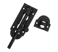INOOMP Verrou à barillet, verrou coulissant noir pour porte, pêne de sécurité robuste, coulissant en fonte pour porte d'entrepôt, de garage, de cour ou de jardin.