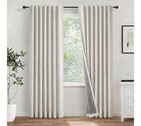 INOVADAY 100% Rideau Occultant 140L X 175H cm Lot de 2, Beige | Rideau Thermique Isolant Froid et Chaleur, Rideaux Effet Lin pour Salon et Chambre, Réduction du Bruit, Protection UV, OEKO