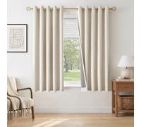 INOVADAY 100% Rideau Occultant Thermique 2 Panneaux 140x160 CM, Beige | Rideau Thermique Isolant Anti Froid et Chaleur, Rideaux Salon Effet Lin à Oeillets, Réduction du Bruit, Protection UV, OEKO