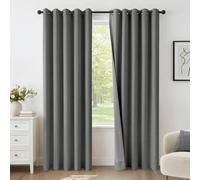 INOVADAY 100% Rideau Occultant Thermique 2 Panneaux 140x175 CM, Gris Foncé | Rideau Thermique Isolant Anti Froid et Chaleur, Rideaux Salon Effet Lin à Oeillets, Réduction du Bruit, Protection UV, OEKO