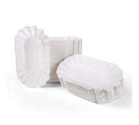 Inoverse 250 Barquettes en Carton Écologiques, Assiettes Jetables 17,5 x 13 x 3 cm, Plateau en Papier pour Frites et Snacks, Vaisselle Jetable pour Fêtes