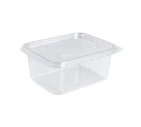 Inoverse Lot de 100 gobelets rectangulaires avec couvercle à suspendre - 500 ml - Gobelets à salade rectangulaires transparents en PET - Récipients en plastique pour aliments