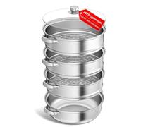 Inovra - Cuiseur vapeur pour la cuisine – Cuiseur vapeur en acier inoxydable de 28 cm avec insert vapeur, ensemble de cuisson à 3/4/5 niveaux avec couvercle, idéal pour cuire des légumes, des fruits d