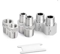 Inovra Plus - Kit de 6 pièces en acier inoxydable, adaptateur à 6 trous avec raccord BSP 3/8" vers 1/4" BSP - Raccords robustes à 6 trous pour les conduites de gaz et d'eau