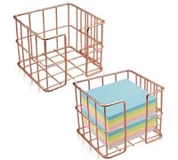 Inovra - Porte-bloc-notes élégant en métal rose doré - Distributeur de post-it - Organisateur de carnets - Organisateur de bureau - Idée cadeau - Dimensions : 9,7 x 9,7 x 8,2 cm - Récipient pour carne