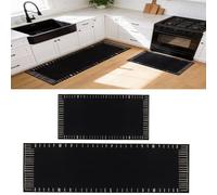 Inovra - Tapis de sol antidérapant pour cuisine - Lot de 4 - 40 x 60 cm / 40 x 120 cm - Fibre de polyester - Résistant aux taches - Durable et absorbant l'eau - Tapis