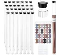 Inovra - Tube de rangement, 50 pièces - Tube en plastique transparent - Couvercle noir - Récipients pour perles - Étiquettes - Pour bâtonnets d'encens de 8 à 10 pouces