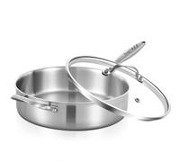 Inqibee Sauteuse 26cm Inox 3L, triple épaisseur, Induction | Sauteuse acier inoxydable,compatible induction et tous feux, passe au four et lave-vaisselle