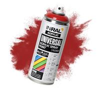 INRAL Peinture Acrylique Rouge carmin en Spray - Bombe de Peinture Rouge carmin brillante (RAL3002) de 400 ml pour Métal, Plastique, Bois - Couvrante, Résiste à la Pluie et aux UV