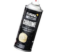 INRAL Peinture chrome en spray or - Vernis acrylique pour intérieur et extérieur - Spray doré pour professionnels et bricoleurs, pour DIY et upcycling - 400 ml pour une surface de 2 m²