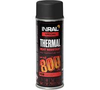 INRAL Vernis Noir Résistant à la Chaleur - Vernis Mat pour Échappement et Métal - Peinture Haute Température Durable - 400 ml - Peinture Noire Mate à Séchage Rapide pour Four