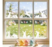 Inreeme Stickers Fenêtre Pâques Décorations - 8 Feuilles De Stickers Pâques Fenêtre Avec Des Lapins Et Des Œufs, Autocollants Pâques Électrostatiques Réutilisables Pour Le Printemps Et Deco Paques