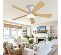 Inrosy Ventilateur Plafond Avec Lumiere Moderne Lustre Ventilateur De Plafond RéVersible à Intensité Variable Et Silencieux Adapté Aux Chambres Salons Et Cuisines,Couleur bois naturel-42