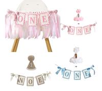 INS Style Bow ONE Non tissé feutre bannière chapeau 1er anniversaire chaise guirlande Photo accessoires pour enfants anniversaire bébé douche fête décor Blue Set