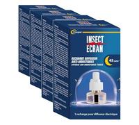 INSECT ECRAN Recharge Diffuseur Insecticide - Anti-Moustiques Électrique - Efficacité 45 nuits - Protection Continue - Dès 24 mois - 30 ml (Lot de 4)