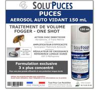 Insecticide fumigène - Spécial Puce - Aérosol one-shot de 150ml - Jusqu'à 90 m³ - SOLU'PUCES