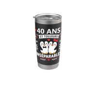 Inséparables amour 40 ans Mariage Anniversaire couple 40 ans Gobelet isotherme en acier inoxydable double paroi