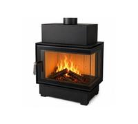 Insert à bois ROTEN 10 kW vitre d'angle droit acier Noir
