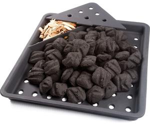Insert à charbon de bois avec unité de fumage pour barbecues à gaz Fonte Corbeille à charbon 37 x 38 cm