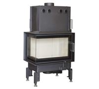 Insert bois Austroflamm Cheminée d'angle 63x40x42K 2.0 | 8 kW porte tournante Volet du coin droit, céramique noire