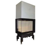 Insert bois Austroflamm Cheminée d'angle 63x40x51S 2.0 | 12 kW porte coulissante Volet d'angle à droite