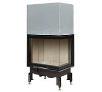 Insert bois Austroflamm Cheminée d'angle 69x49x57S 2.0 | 12 kW porte coulissante Volet du coin droit, céramique noire