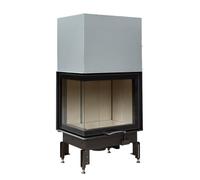Insert bois Austroflamm Cheminée d'angle 69x49x57S 2.0 | 12 kW porte coulissante Volet du coin gauche, céramique noire