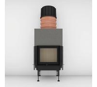 Insert bois Brunner BKH 5.0 42-50 | 8 kW porte coulissante Capot moulé MAS 440 module d'extension réservoir de stockage double coque Ø 180 mm, Cadre noir